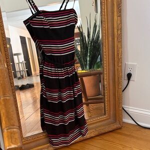 White House Black Market Stripped Dress with removable straps.